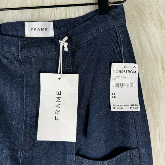 NWT Frame Seamed Pocket Pants Dark Blue Wash Women’s High Rise Stretch Size 25 - Picture 7 of 11